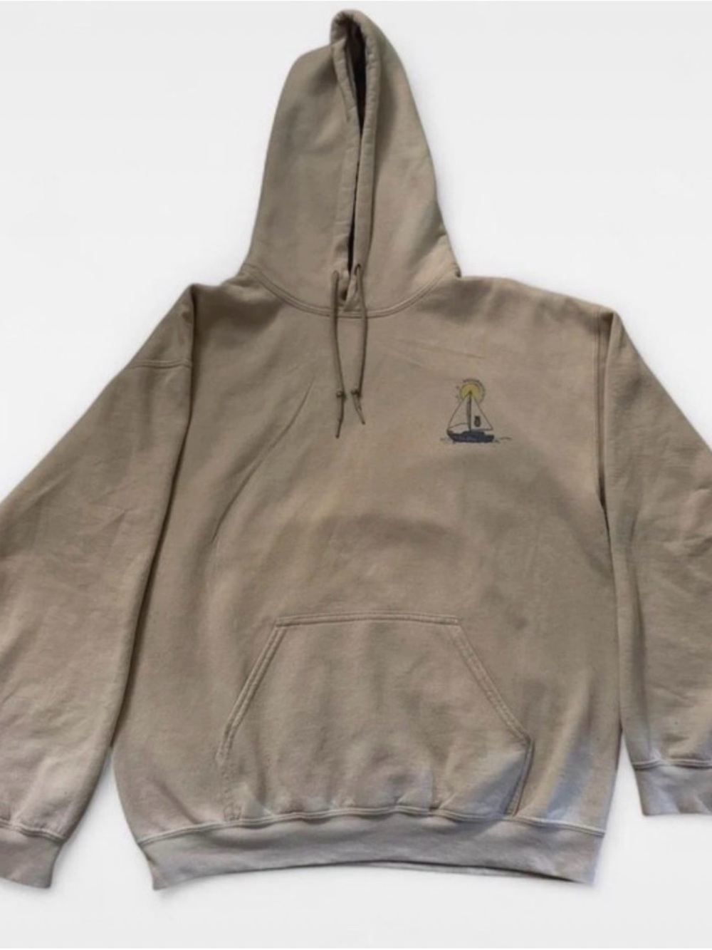 Gildan Taupe Women's Hooded Sweatshirt with Sailboat Embroidery